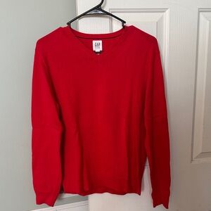 GAP Men's Bold Red V-Neck Sweater